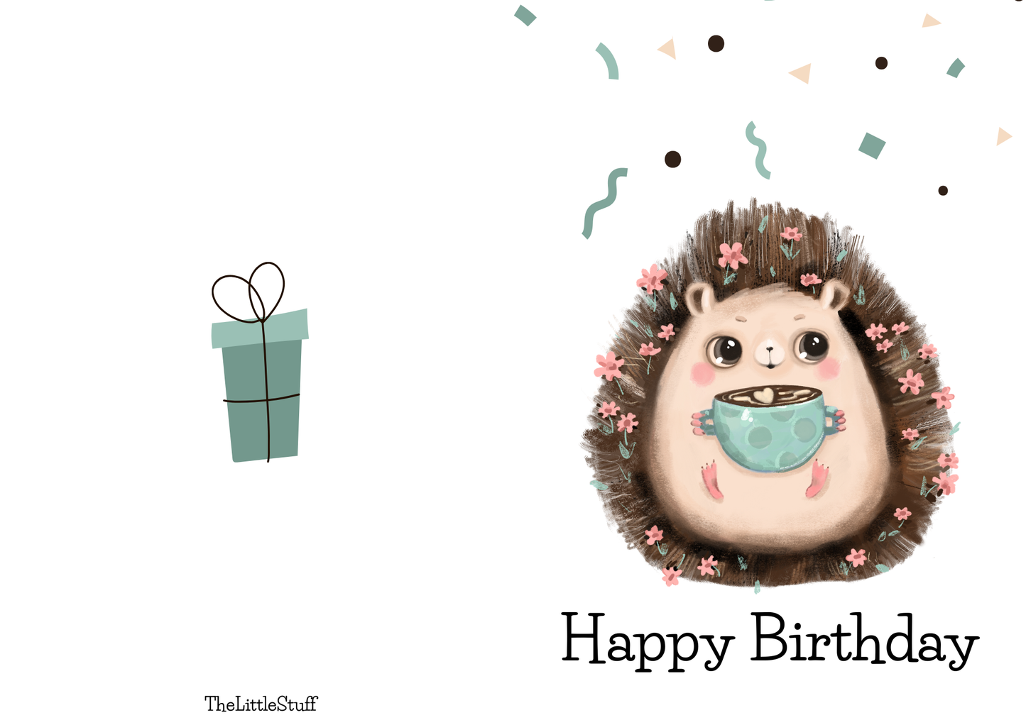 Personalised Animal Hedgehog birthday Greeting Cards