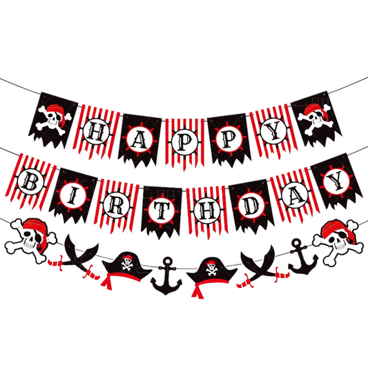 2-pack Pirate themed party happy birthday bunting banner garland product photo