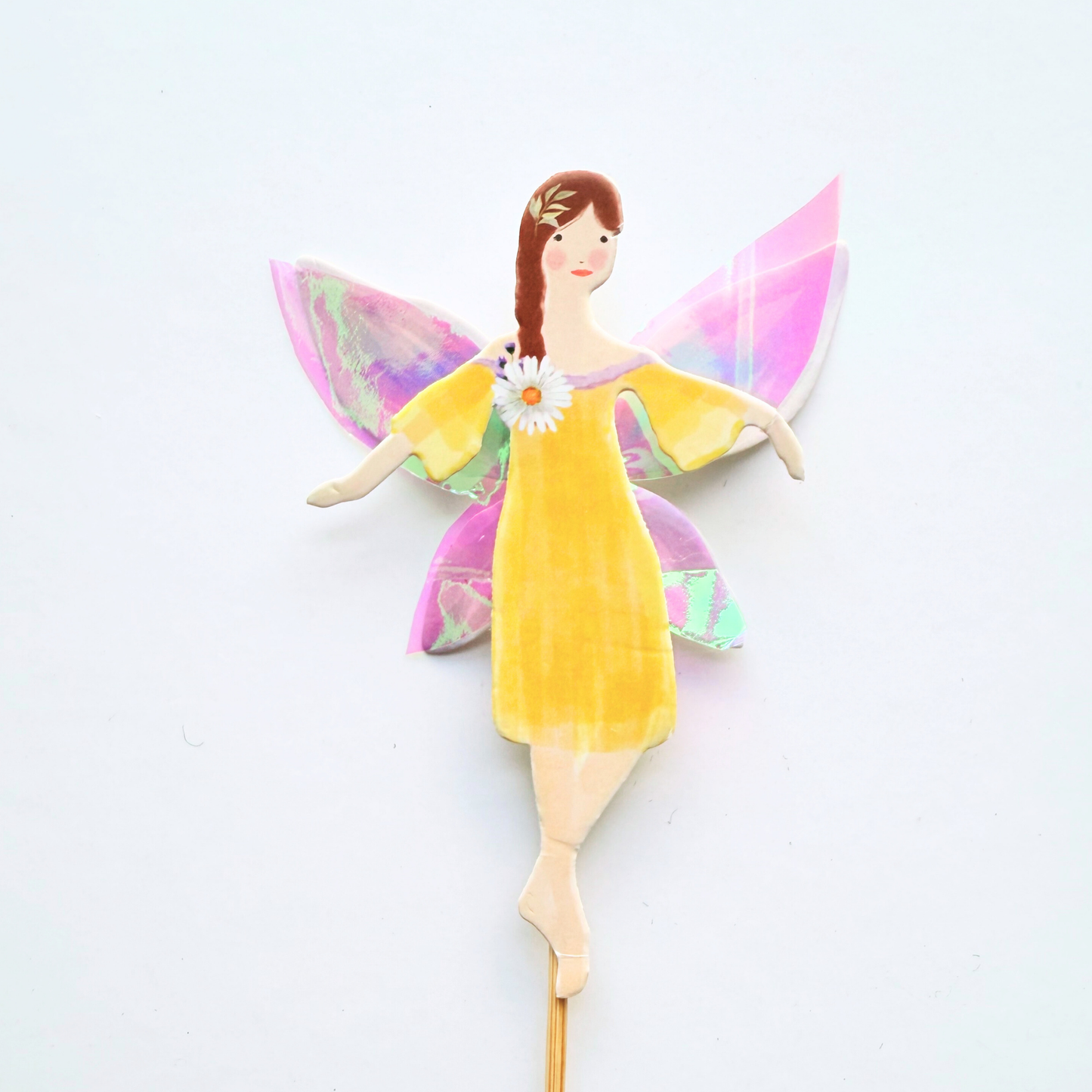 Whimsical iridescent Fairy Garden Cake Topper and butterflies Set