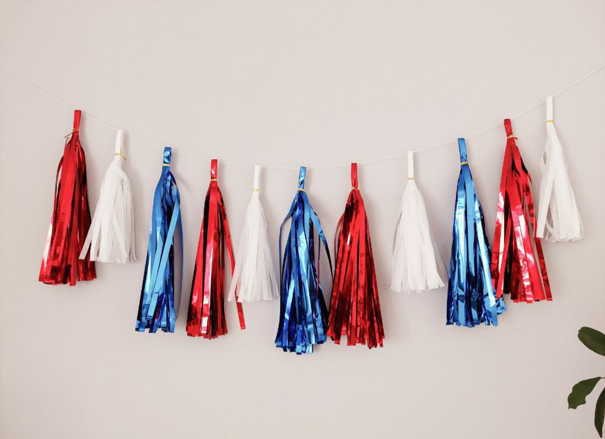 DIY 3 colours 15PCs royal blue red white tissue tassel set for home or party product photo 2