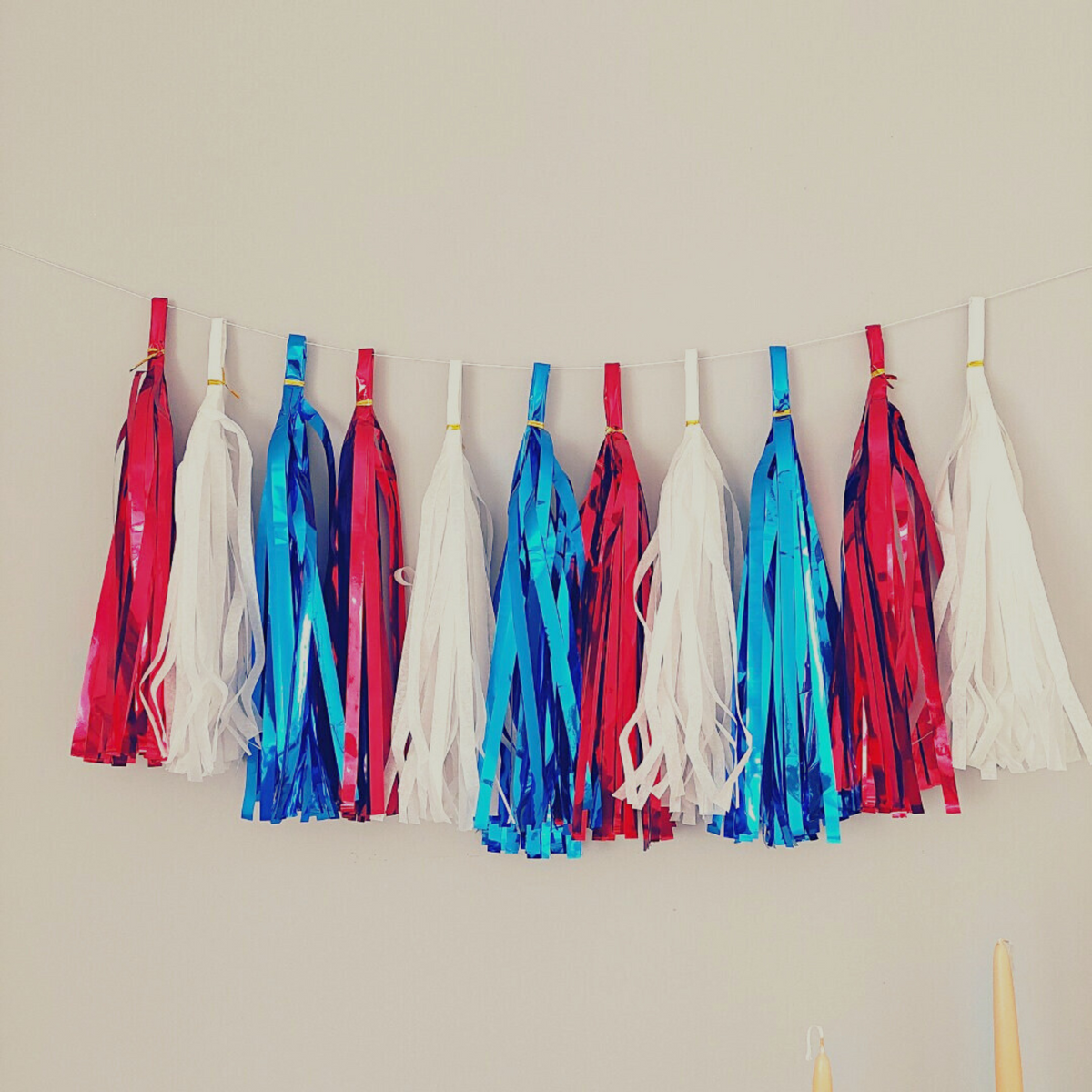DIY 3 colours 15PCs royal blue red white tissue tassel set for home or party product photo 3