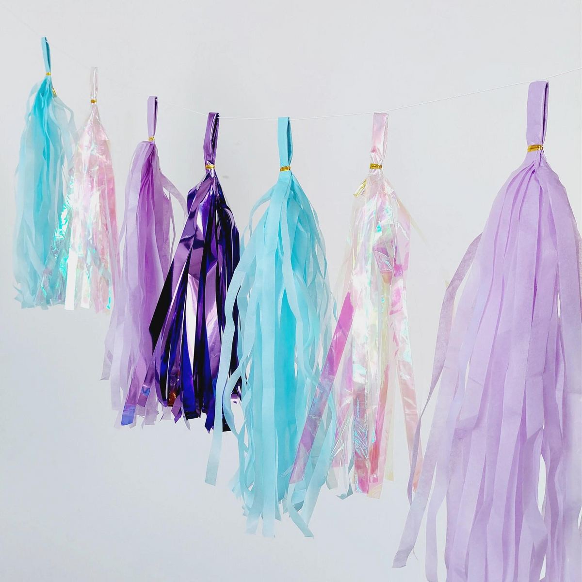 20pcs Lavender blue iridescent paper tissue tassel set product photo 2
