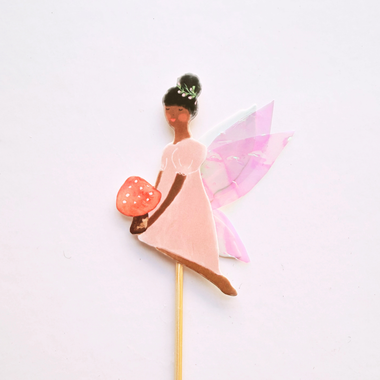 Whimsical iridescent Fairy Garden Cake Topper and butterflies Set