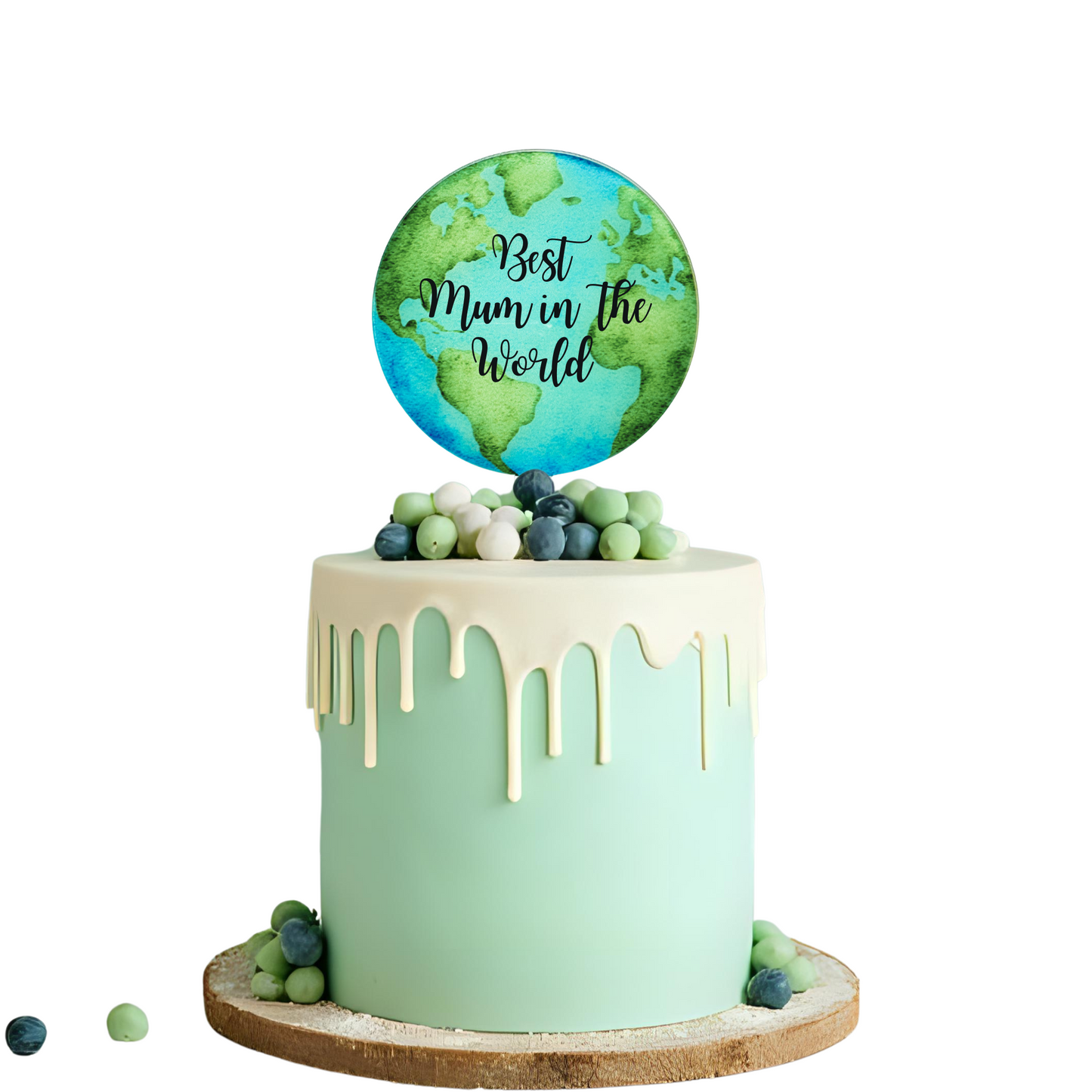 Personalised earth space best mum dad travel Cake Topper birthday decor