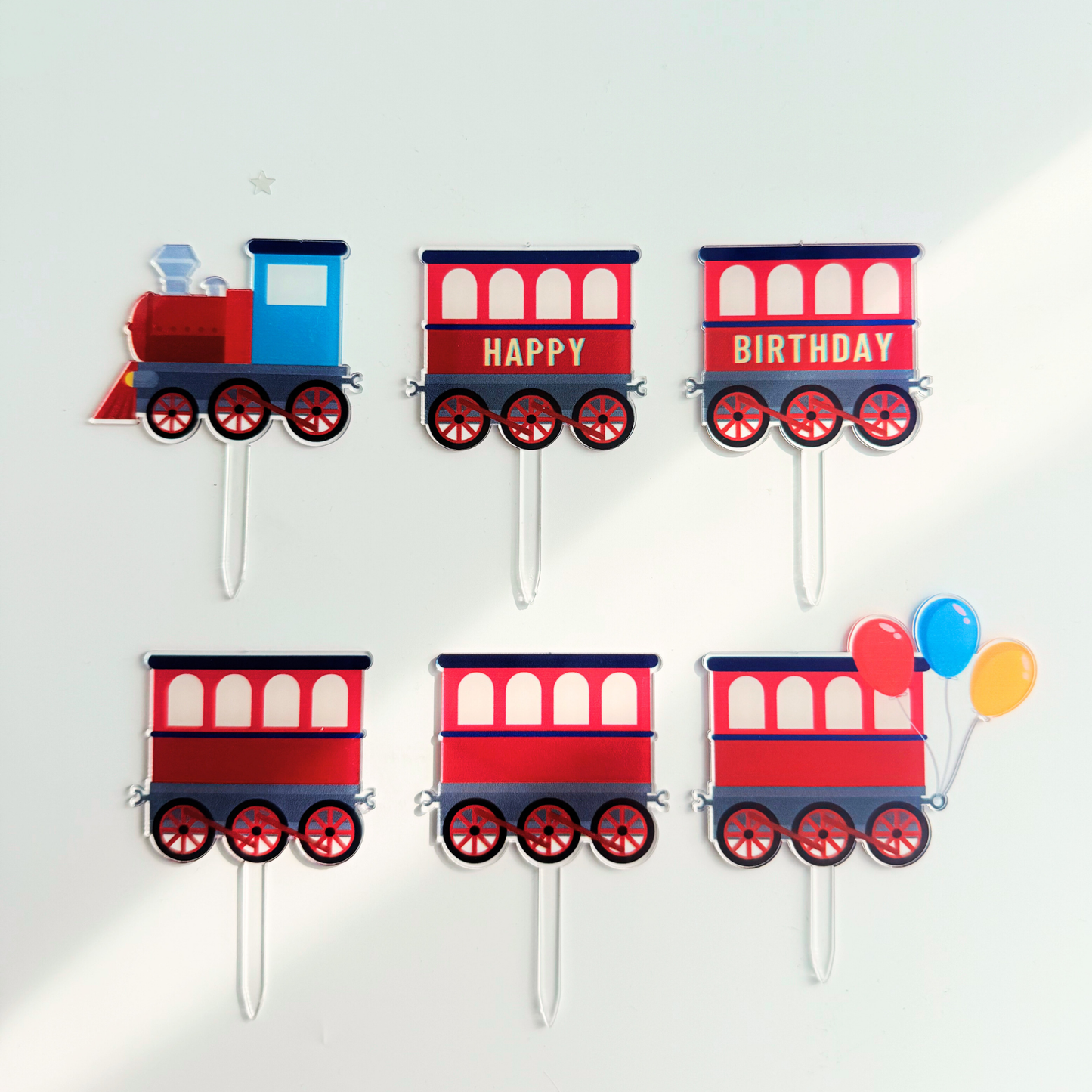 Personalised Vehicle train acrylic cake topper boys men birthday cake decoration