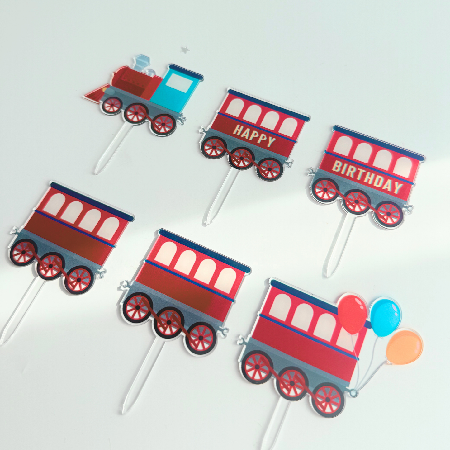 Personalised Vehicle train acrylic cake topper boys men birthday cake decoration