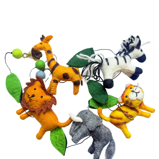 Jungle safari felt animals home bunting hanging decoration