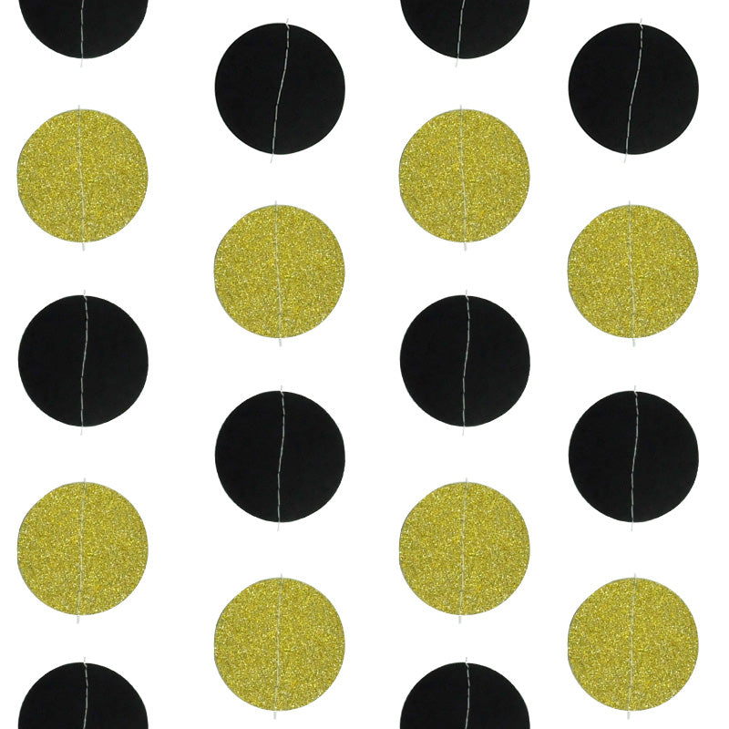 Black and gold circle flakes bunting 2m length product photo 4