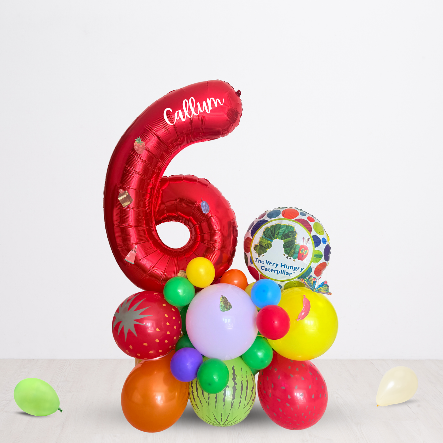 Personalised The Very Hungry Caterpillar balloon bouquet stand 1st 2nd birthday display