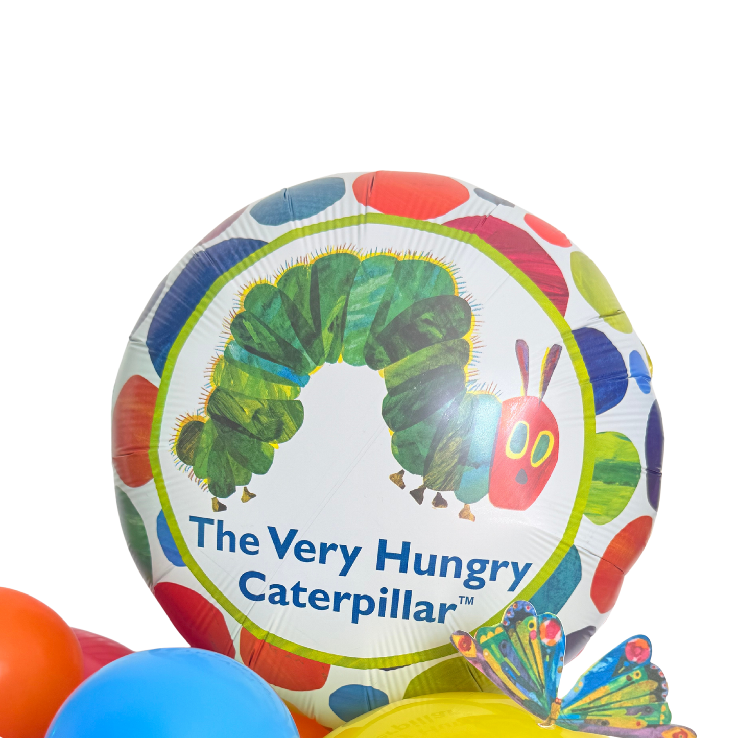 Personalised The Very Hungry Caterpillar balloon bouquet stand 1st 2nd birthday display
