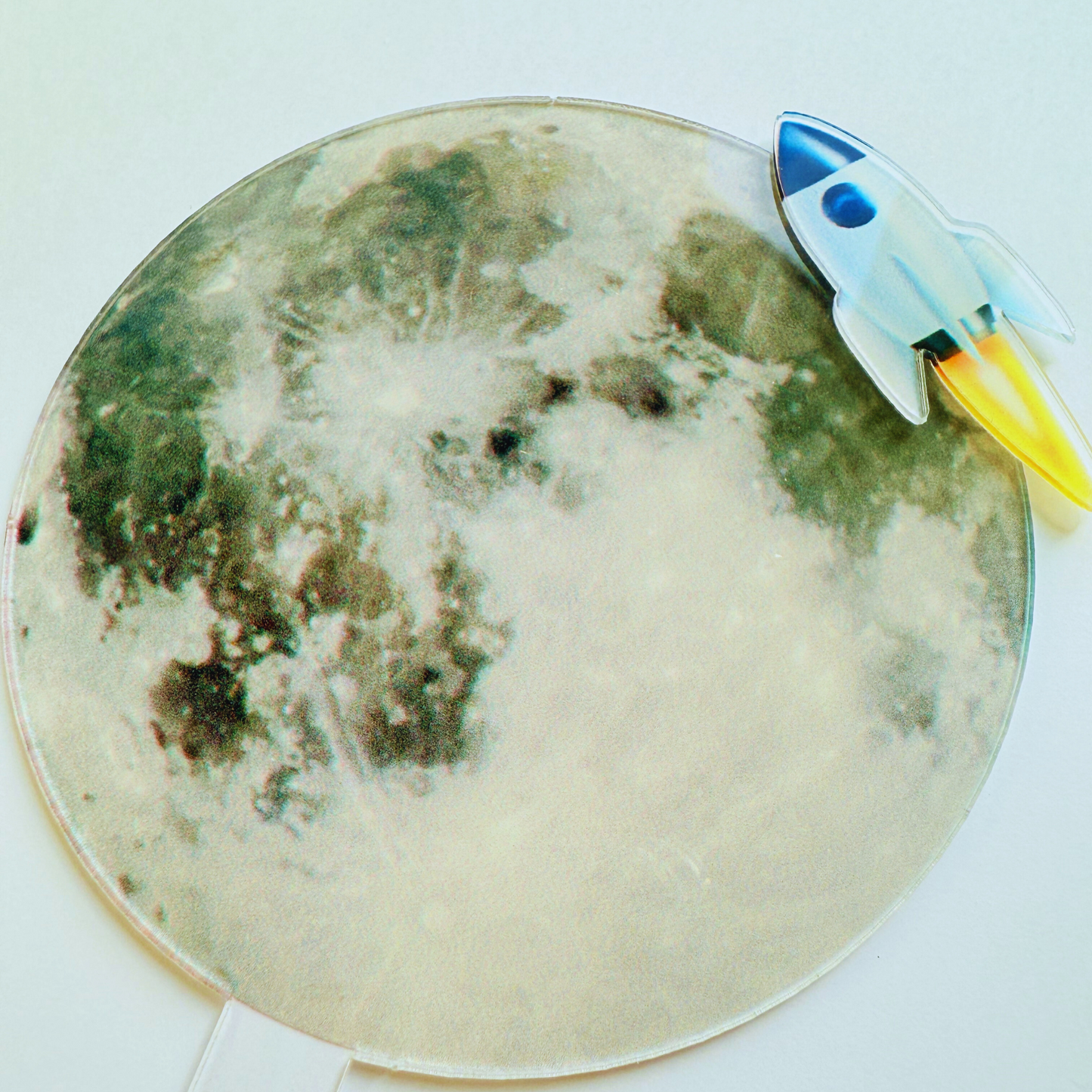 Personalised moon space rocket Cake Topper birthday decor 10cm