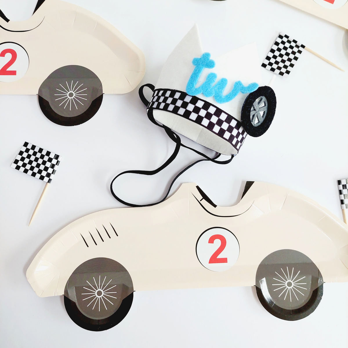 Racing Car Birthday paper plates set two fast 2nd birthday 8-pack - TheLittleStuff