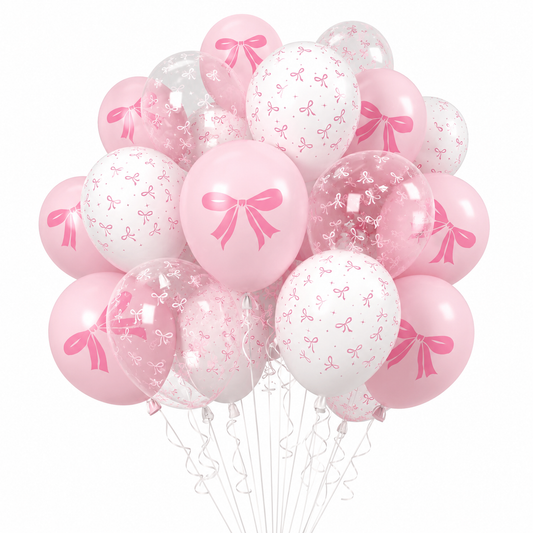 35-pack Pink White Bow Latex Balloon Bundle, Balloon Garland product photo