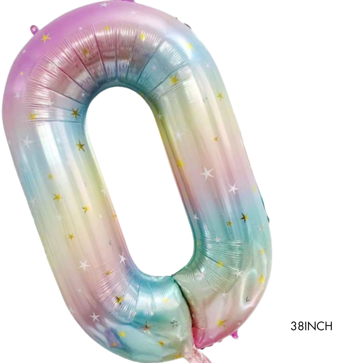 38"inch rainbow star helium number balloon product photo 2