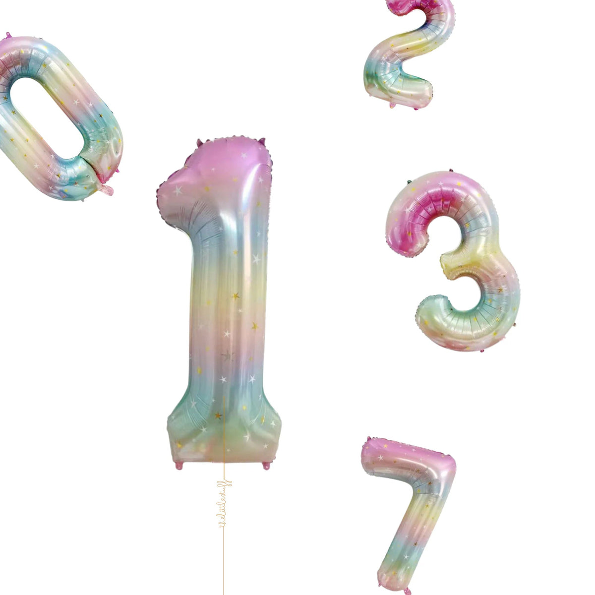 38"inch rainbow star helium number balloon product photo