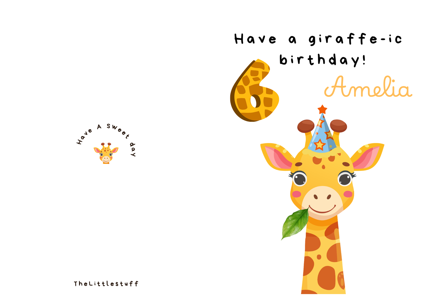 Personalised Animal Giraffe birthday Greeting Cards