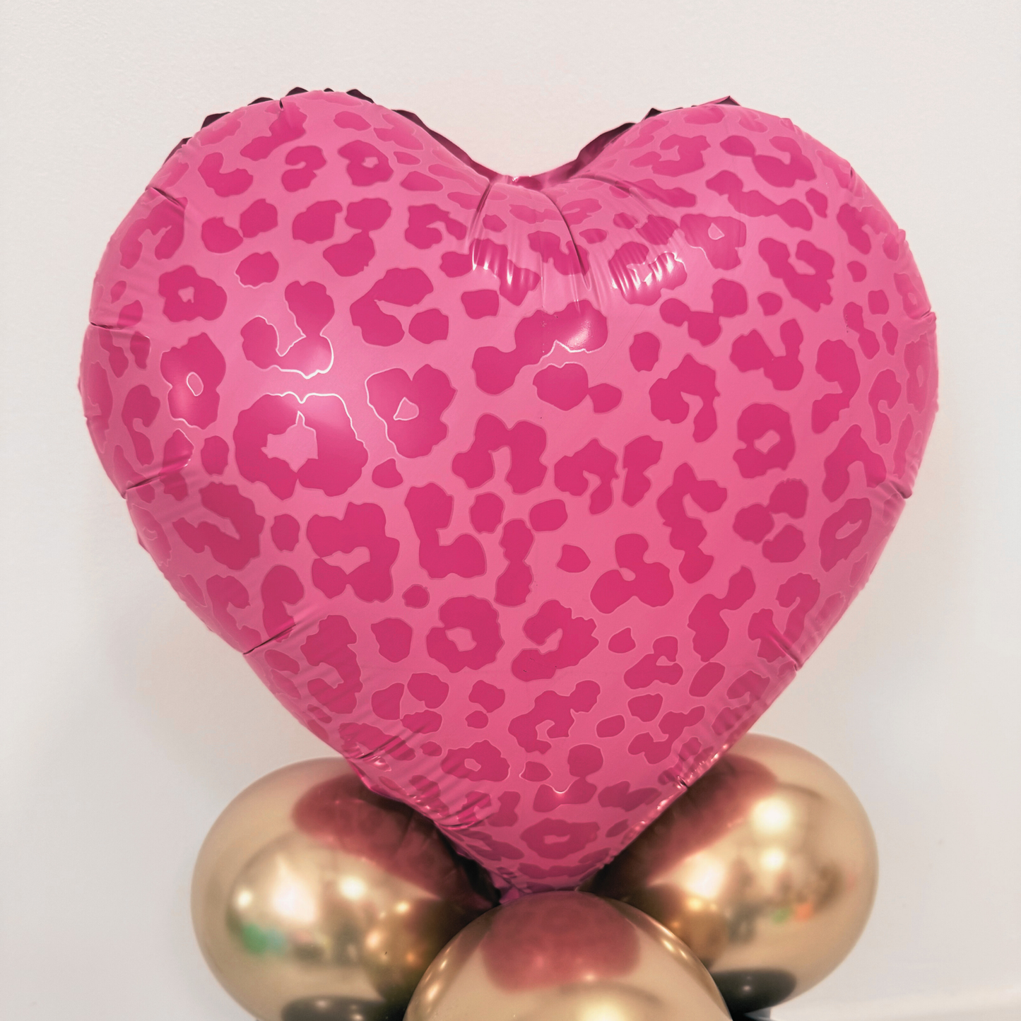 DIY Personalised message table top 18inch leopard print heart shaped gold balloon stand