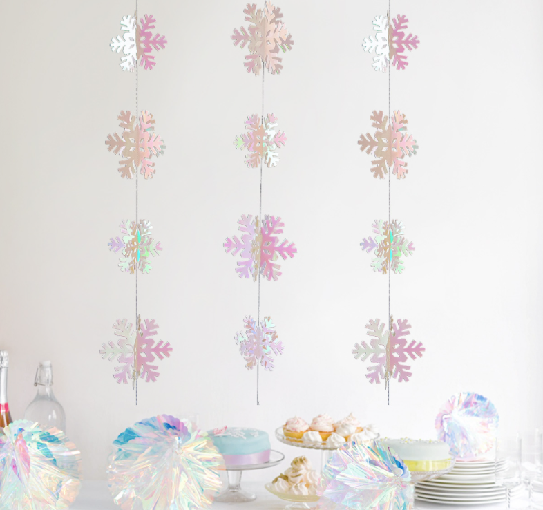 3D iridescent snow flakes bunting decoration product photo 3