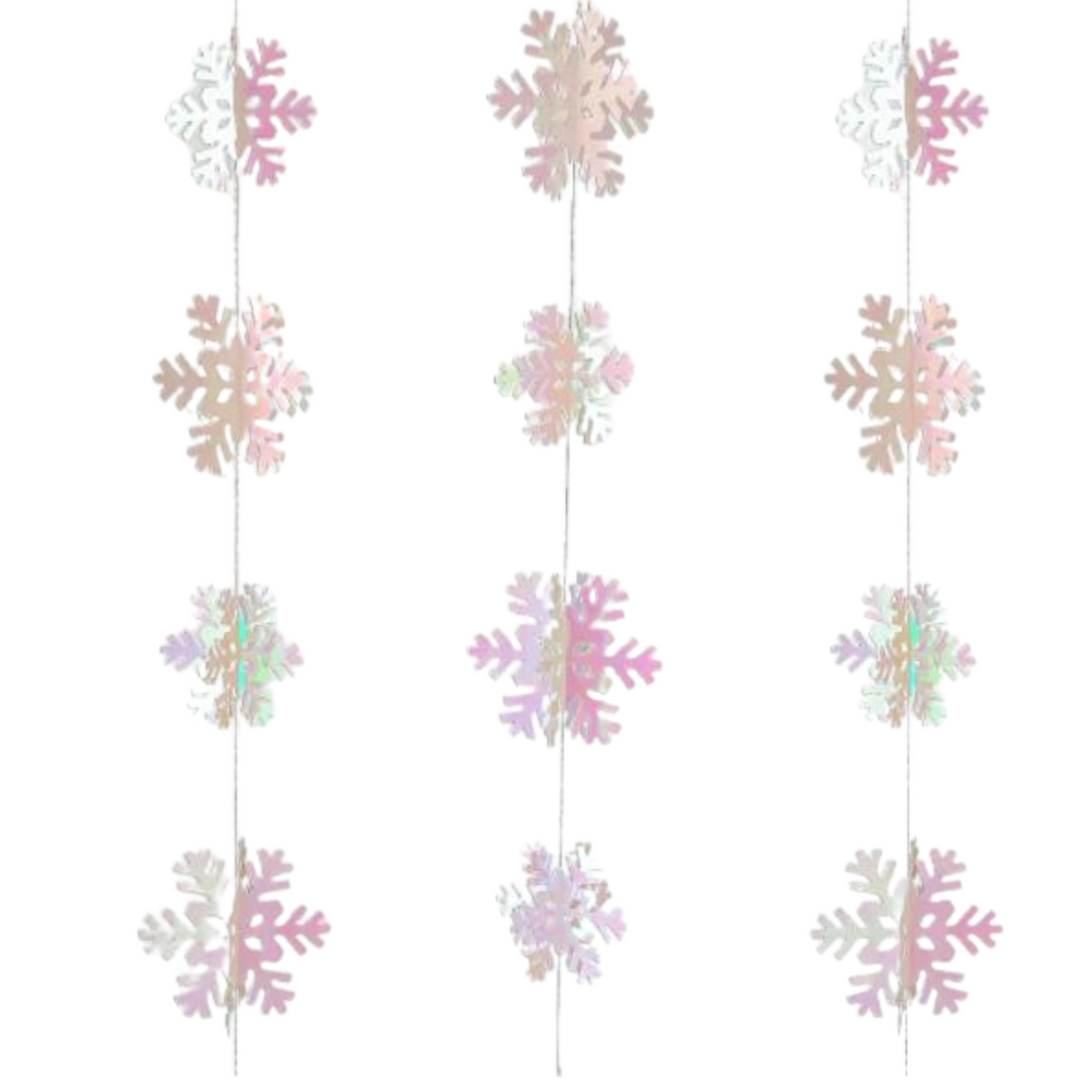 3D iridescent snow flakes bunting decoration product photo