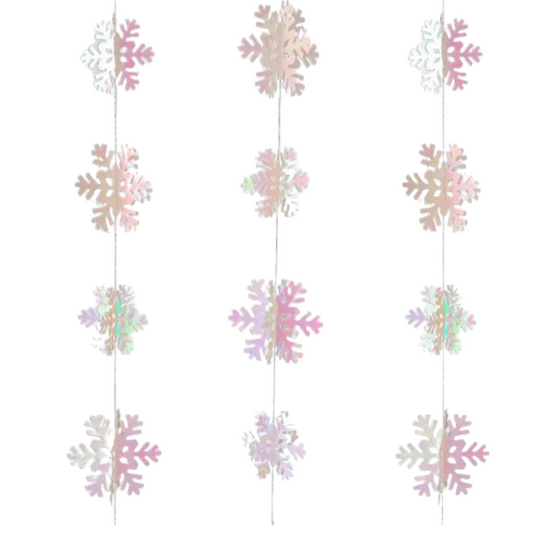 3D iridescent snow flakes bunting decoration product photo