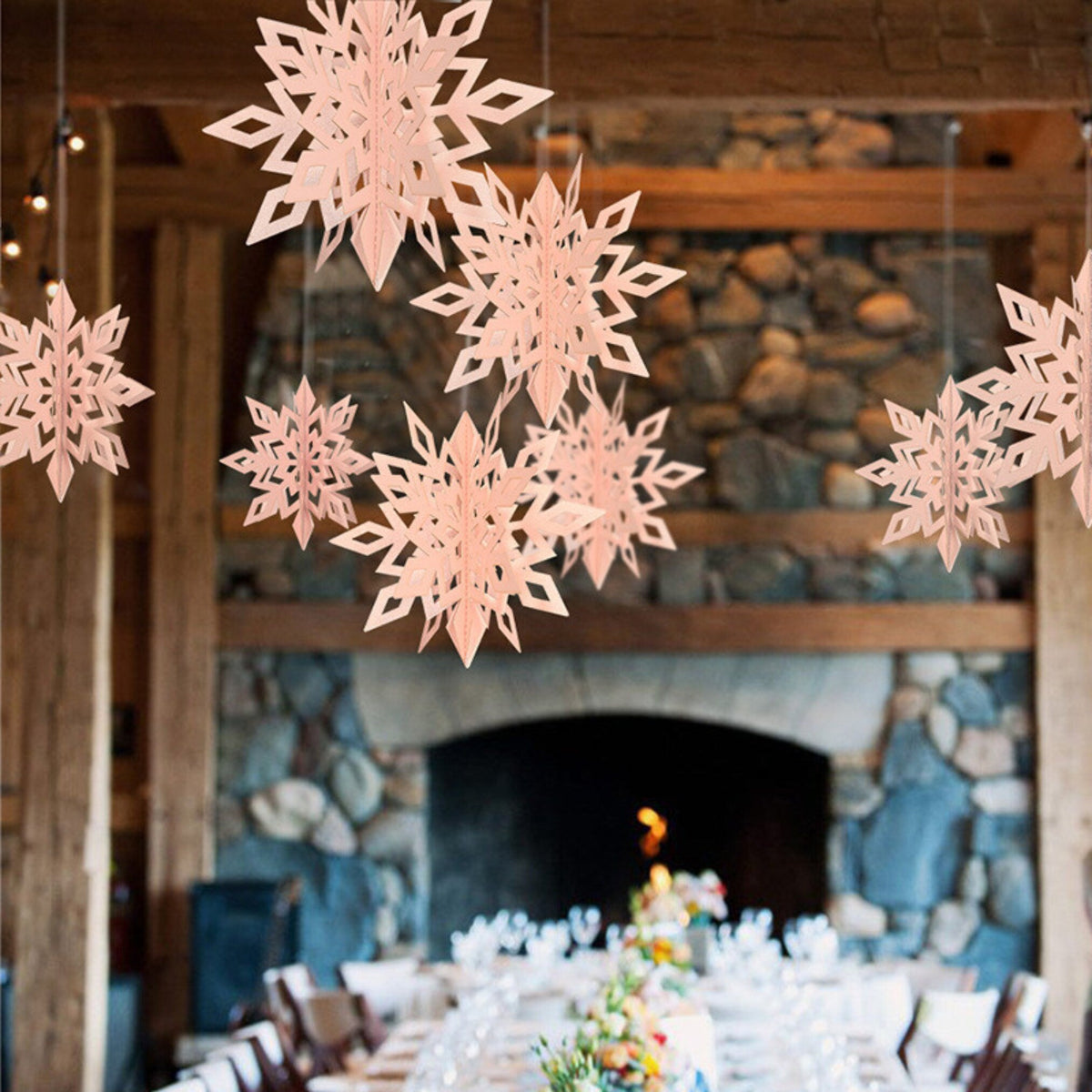 3D white gold silver snow flakes Christmas decoration product photo 3