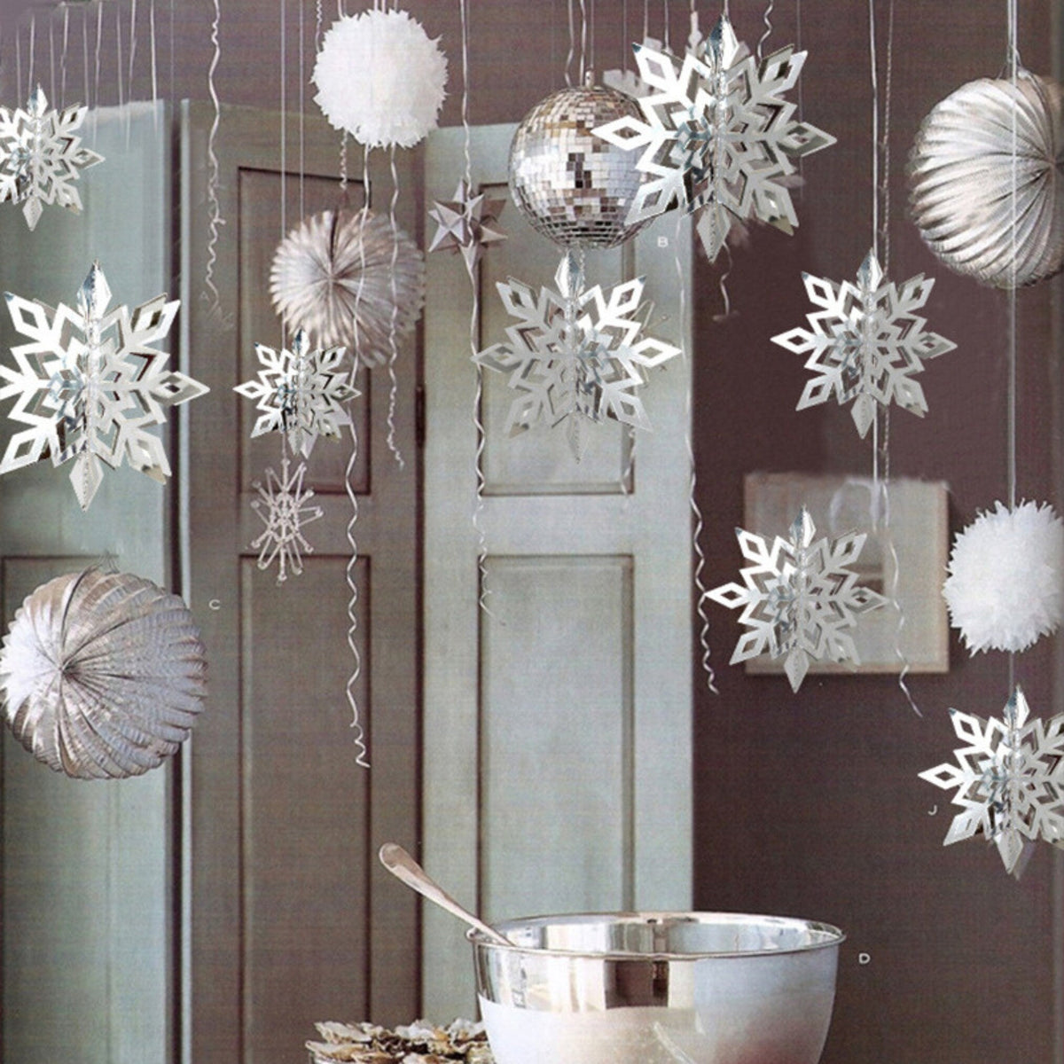 3D white gold silver snow flakes Christmas decoration product photo 4