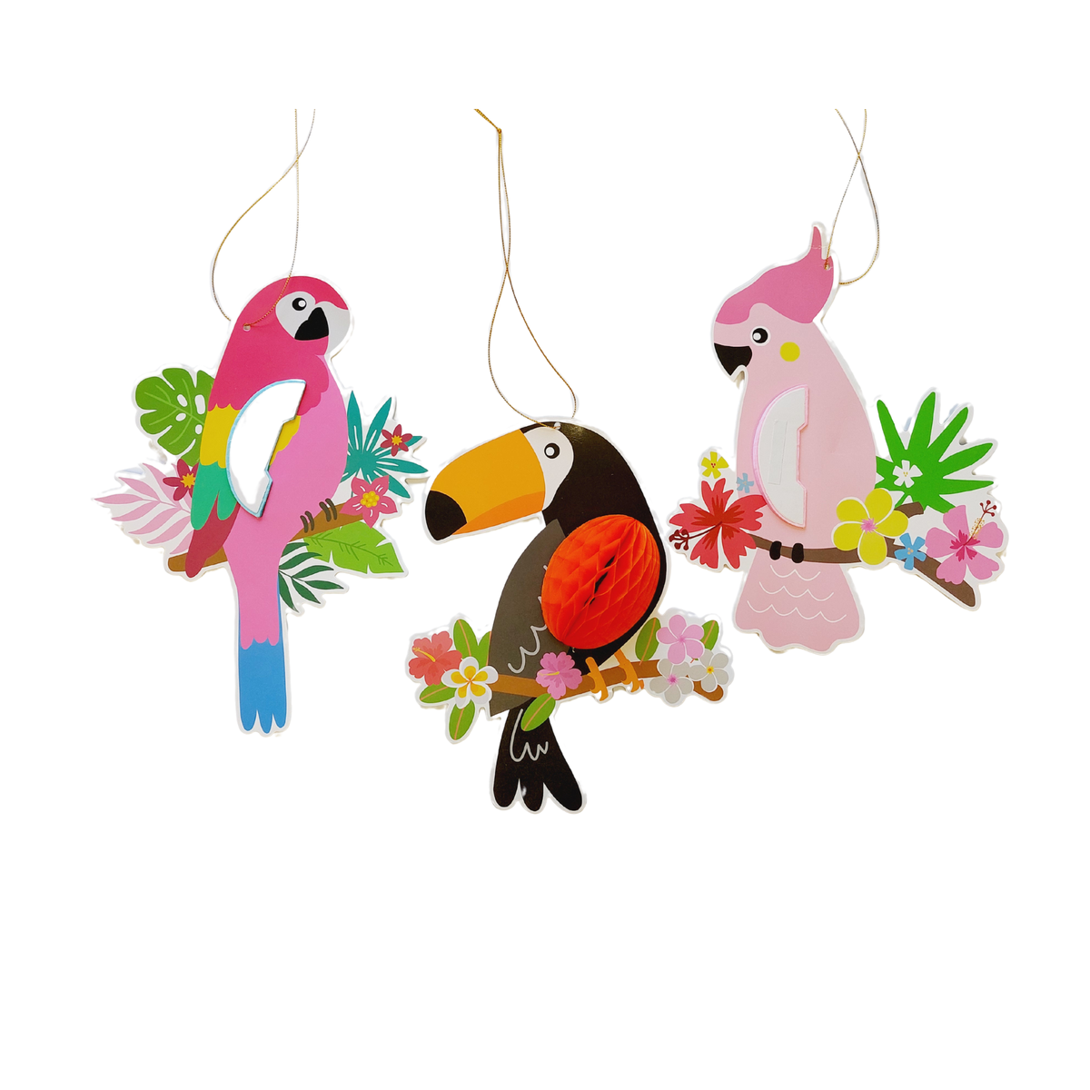 3pcs Summer tropical birds parrots honey comb hanging decoration product photo 2