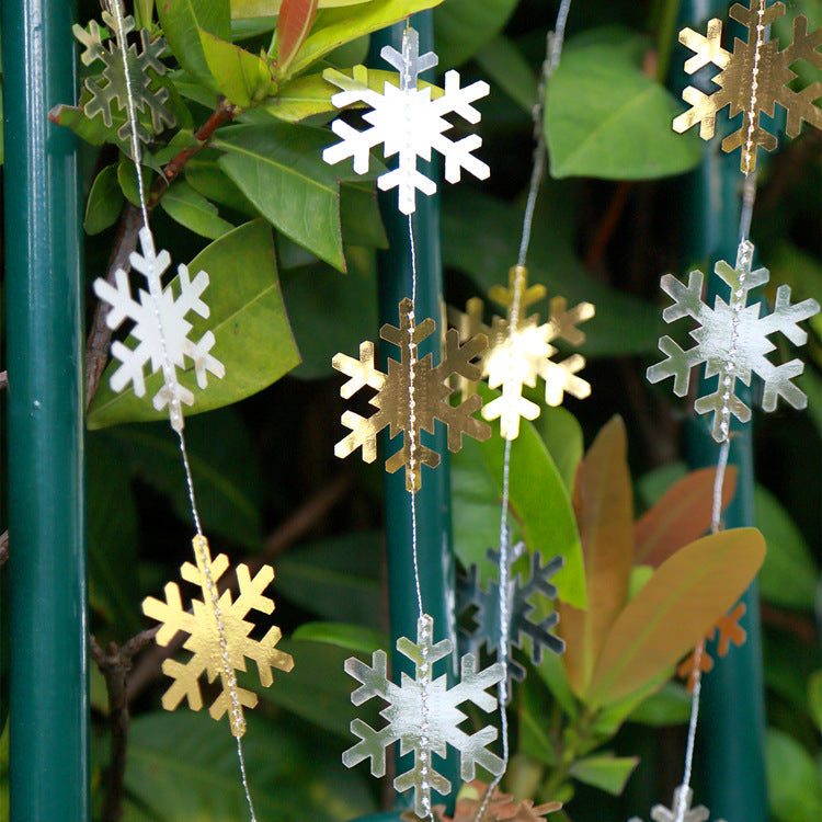 4 Metre Gold and Silver Snow Flakes Bunting Garland product photo 2