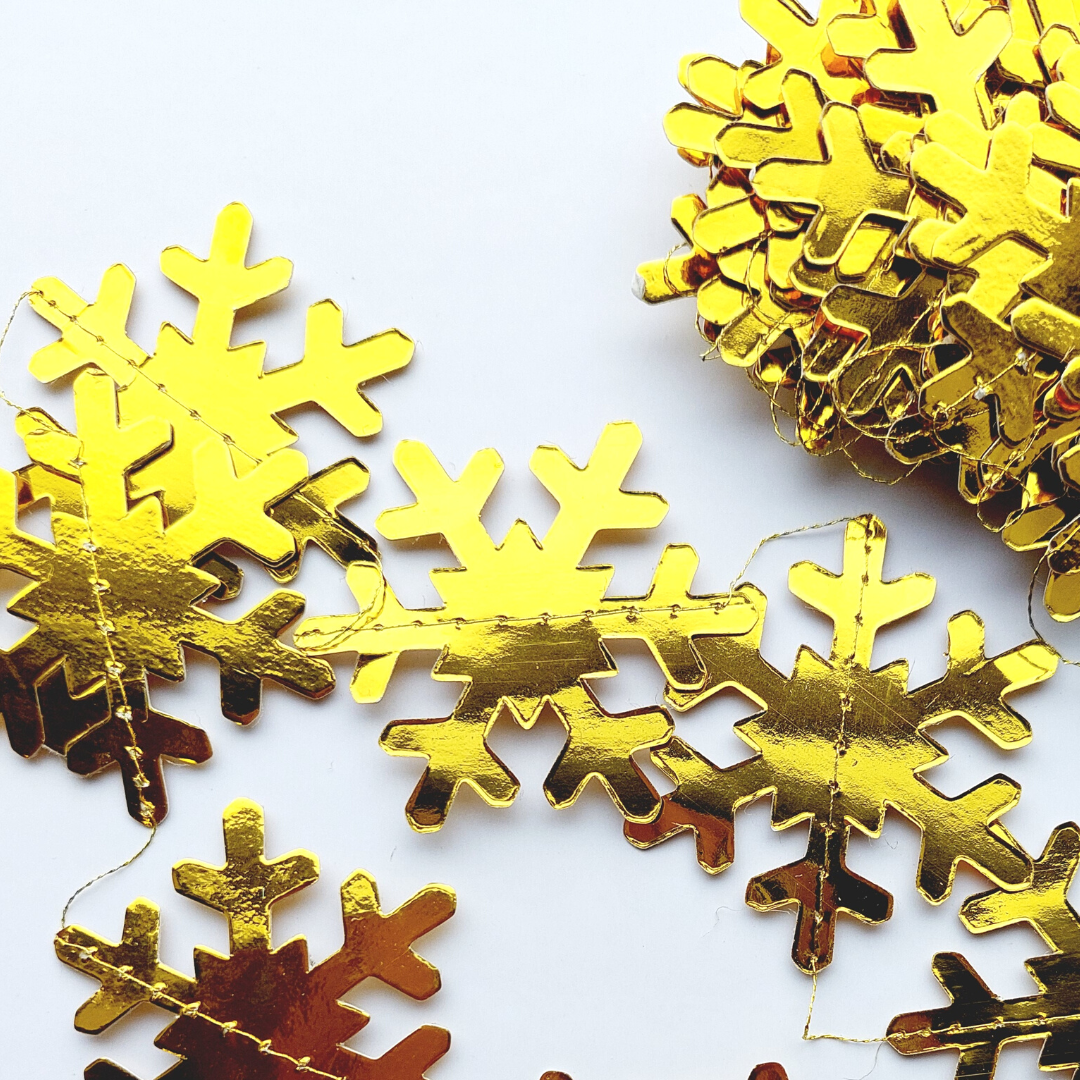 4 Metre Gold Snow Flakes Bunting Garland product photo 2