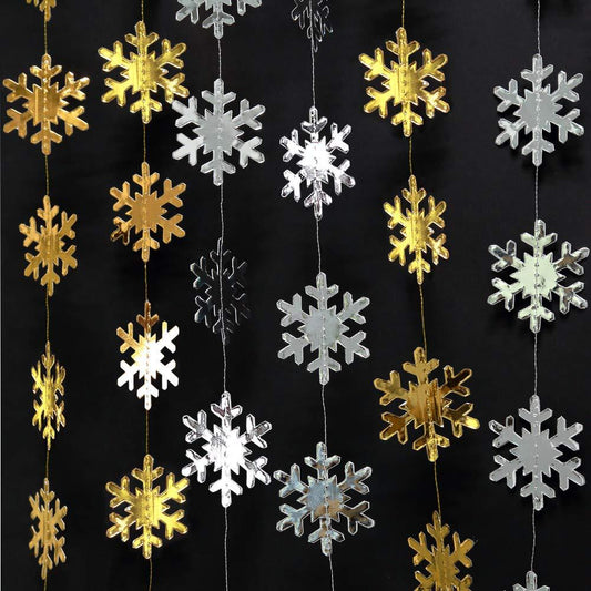 4 Metre Gold Snow Flakes Bunting Garland product photo