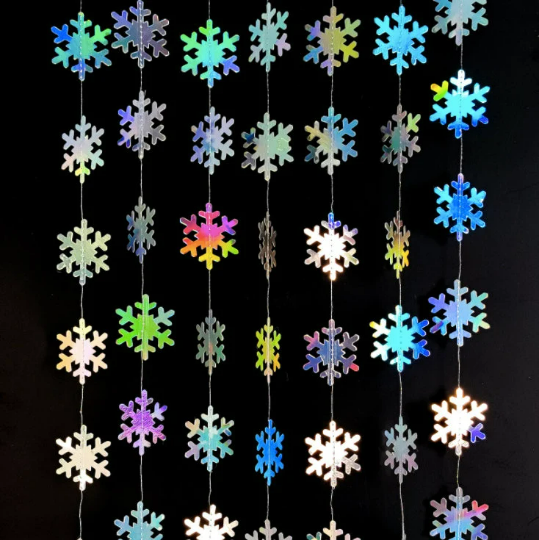 4 Metre Iridescent Snow Flakes Bunting Garland product photo