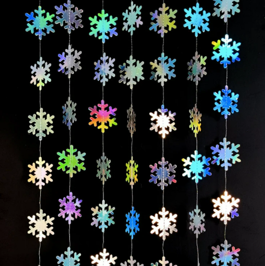 4 Metre Iridescent Snow Flakes Bunting Garland product photo