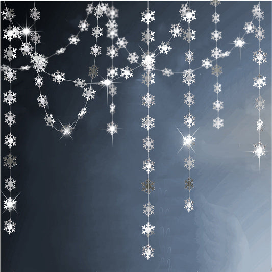 4 Metre Silver Snow Flakes Bunting Garland product photo