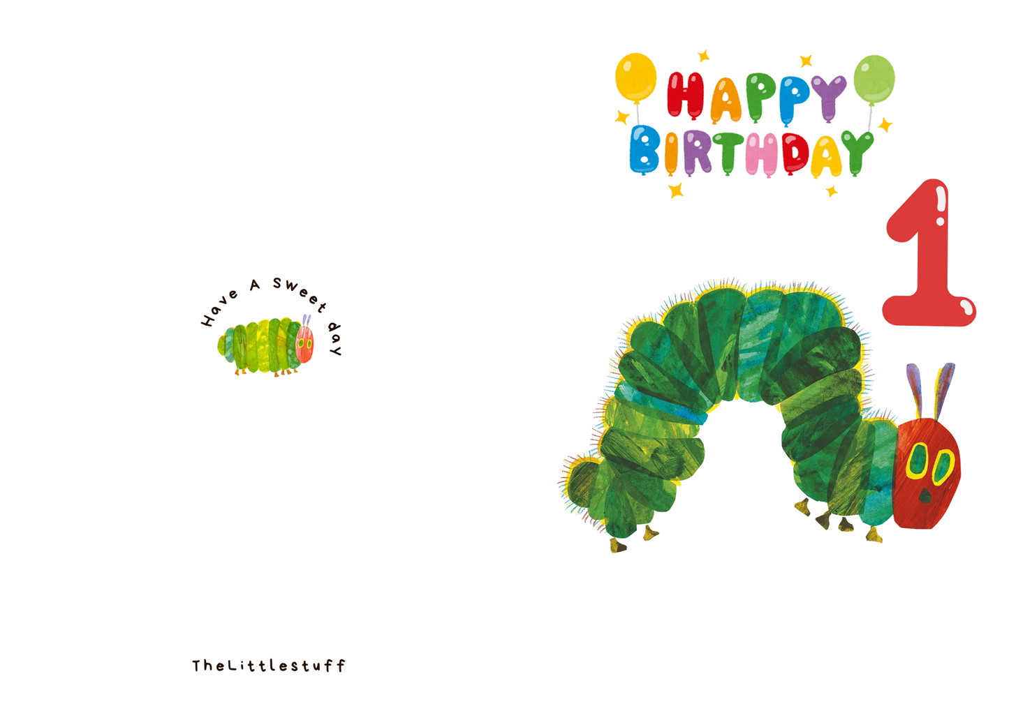 Personalised hungry caterpillar birthday Greeting Cards 1st 2nd birthdays