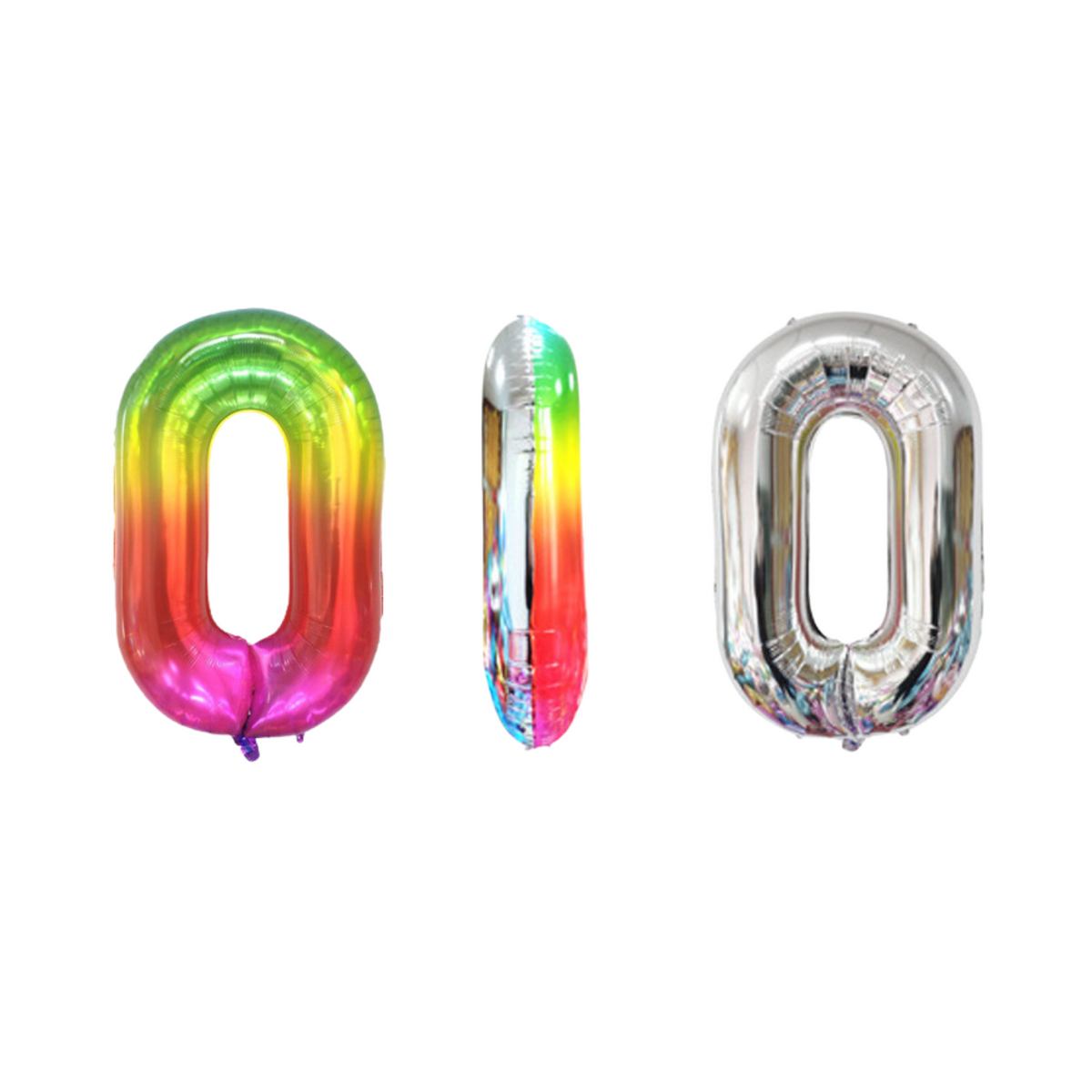 40"inch radiant rainbow silver helium number balloon product photo 12