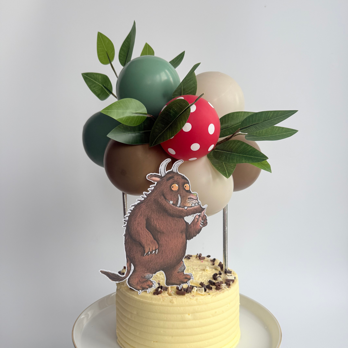 Woodland gruffalo style sage green toffee balloon cake topper - TheLittleStuff