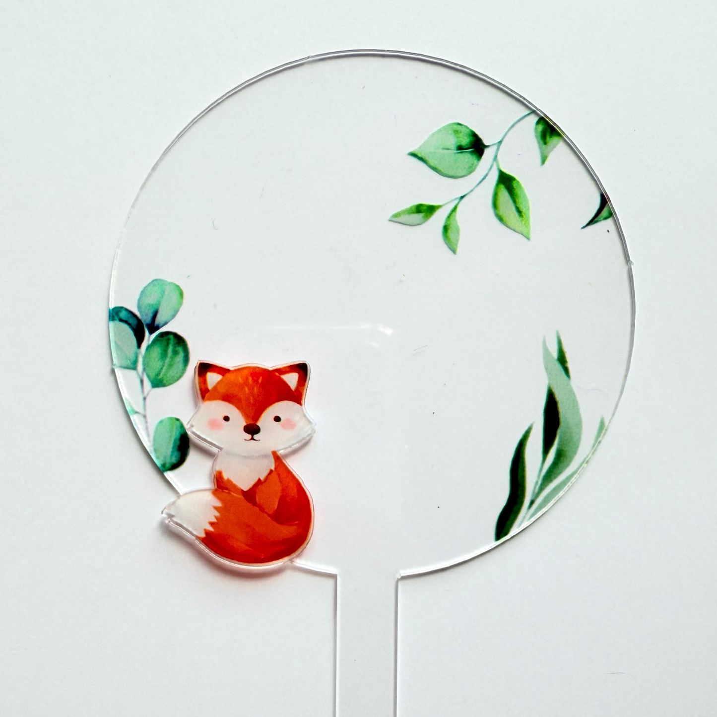 Personalised red fox forest woodland animal Cake Topper birthday decor 10cm