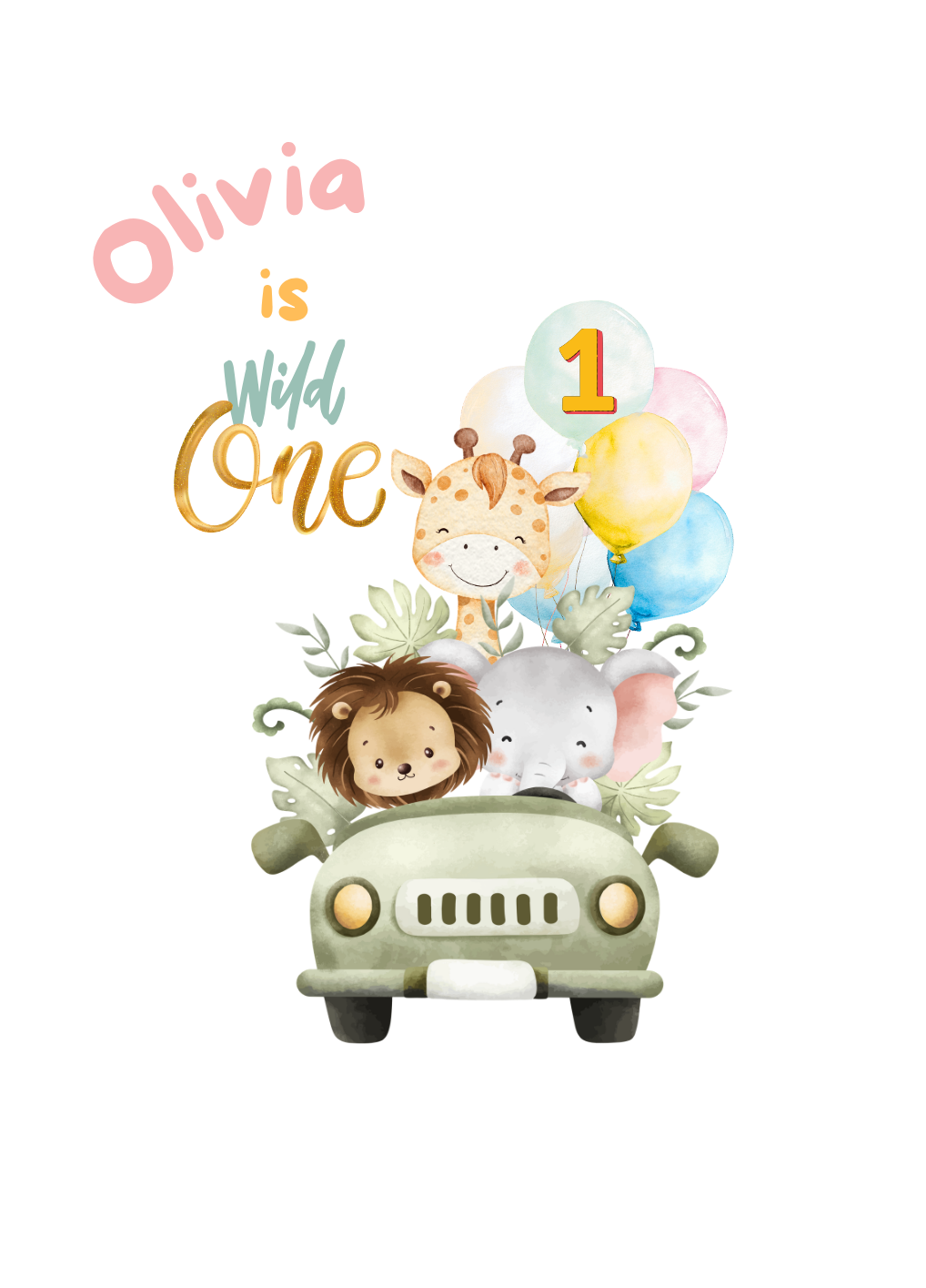 Personalised Wild One 1st 2nd birthday Greeting Cards for Girls