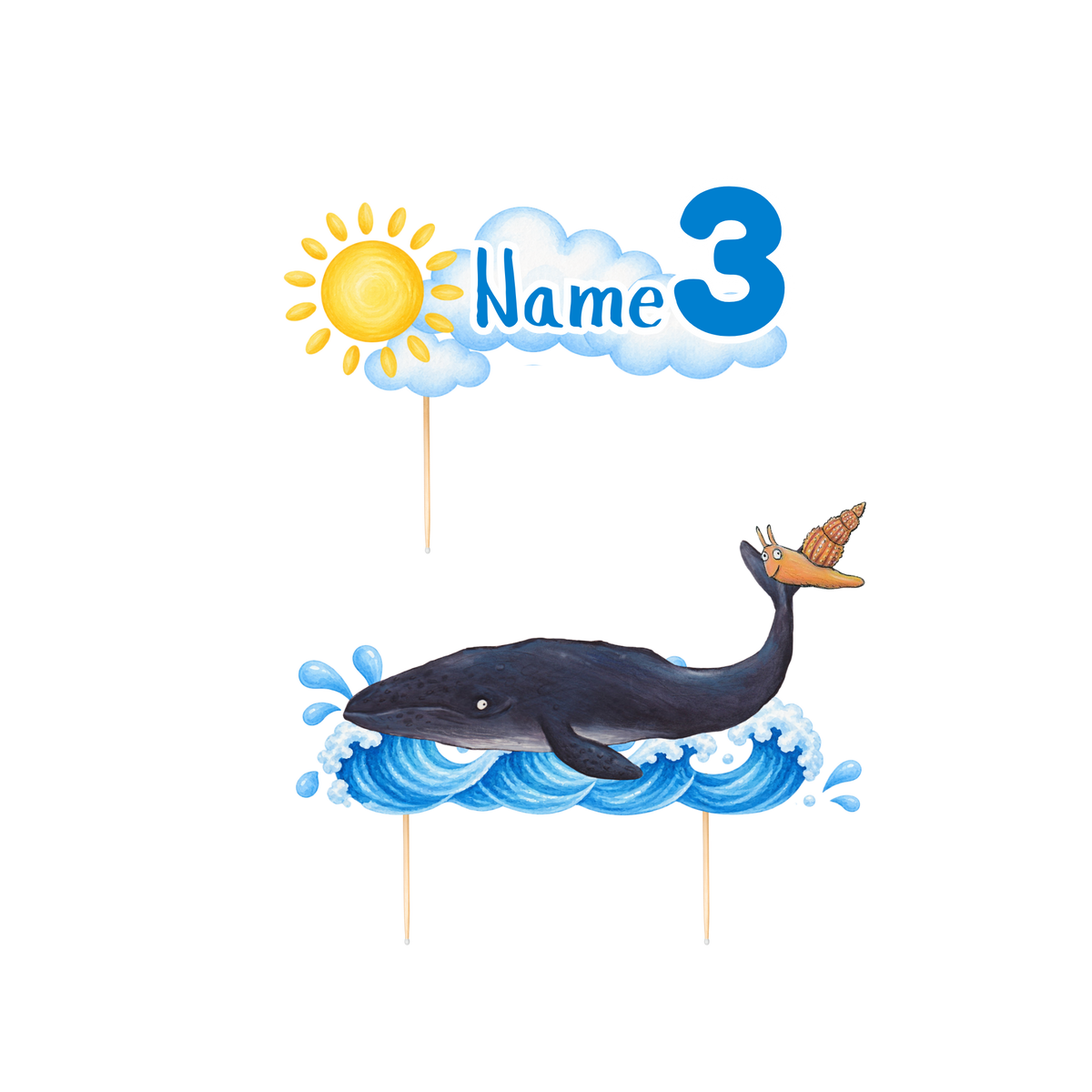 Personalised The Whale & Snail Inspired Birthday Cake Topper