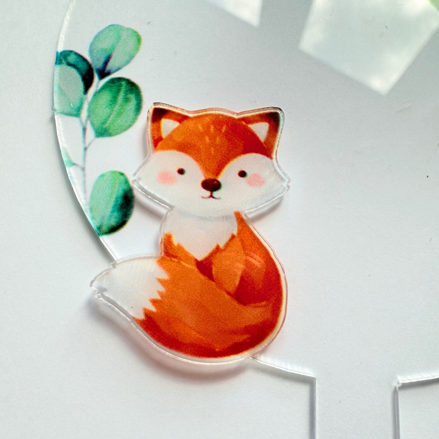 Personalised red fox forest woodland animal Cake Topper birthday decor 10cm