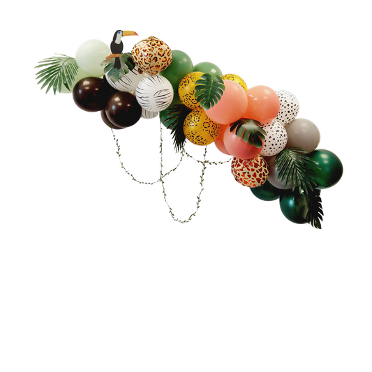 5 foot jungle safari forest animals birthday leaves blue balloon garland product photo