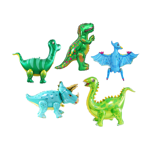 5-pack Green and blue dinosaur foil balloons product photo