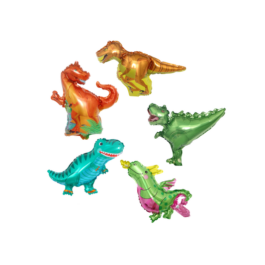 5-pack mini Green and blue dinosaur foil balloons product photo
