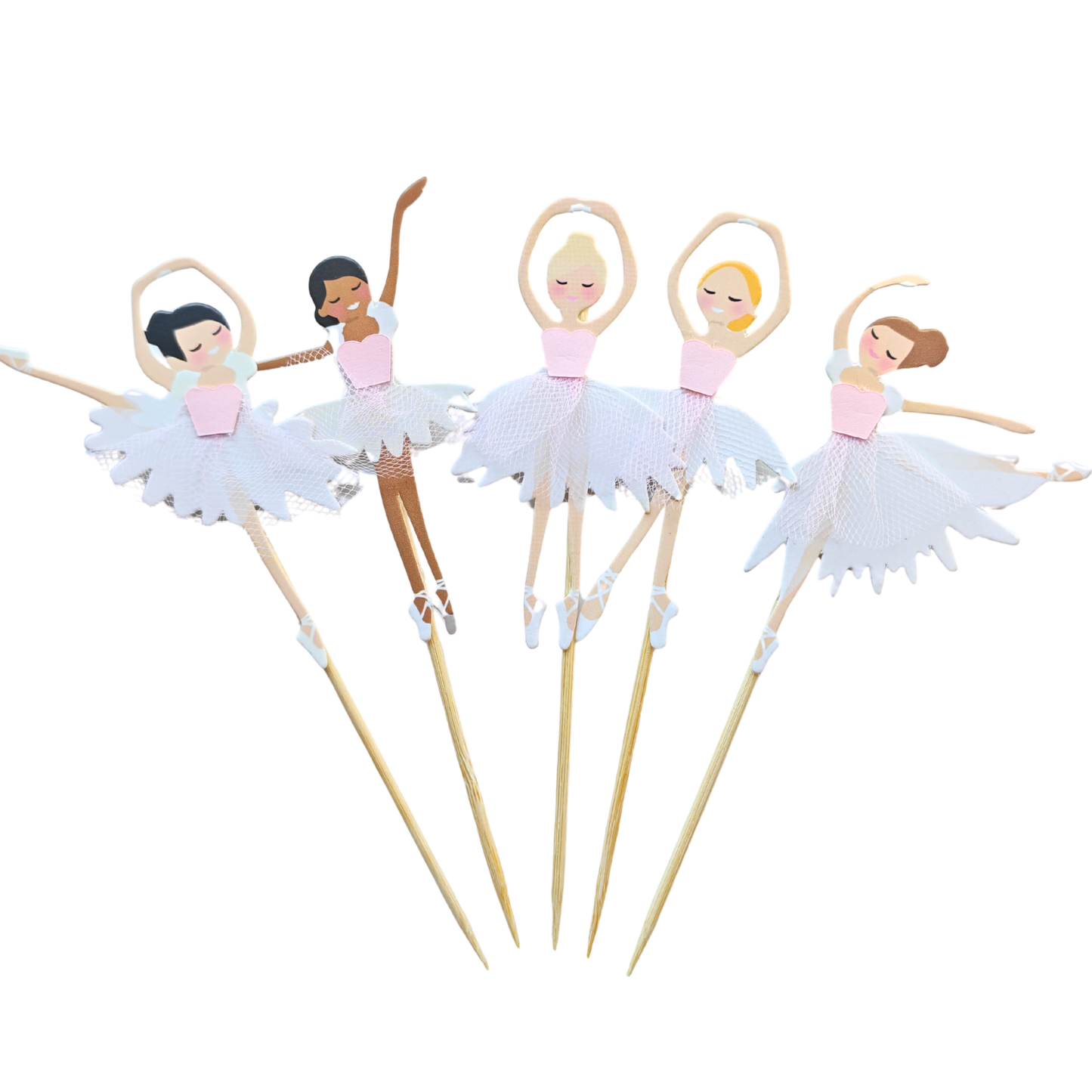 6pcs Ballerina Cake Toppers Birthday Party Decor Handmade 9cm cake Picks