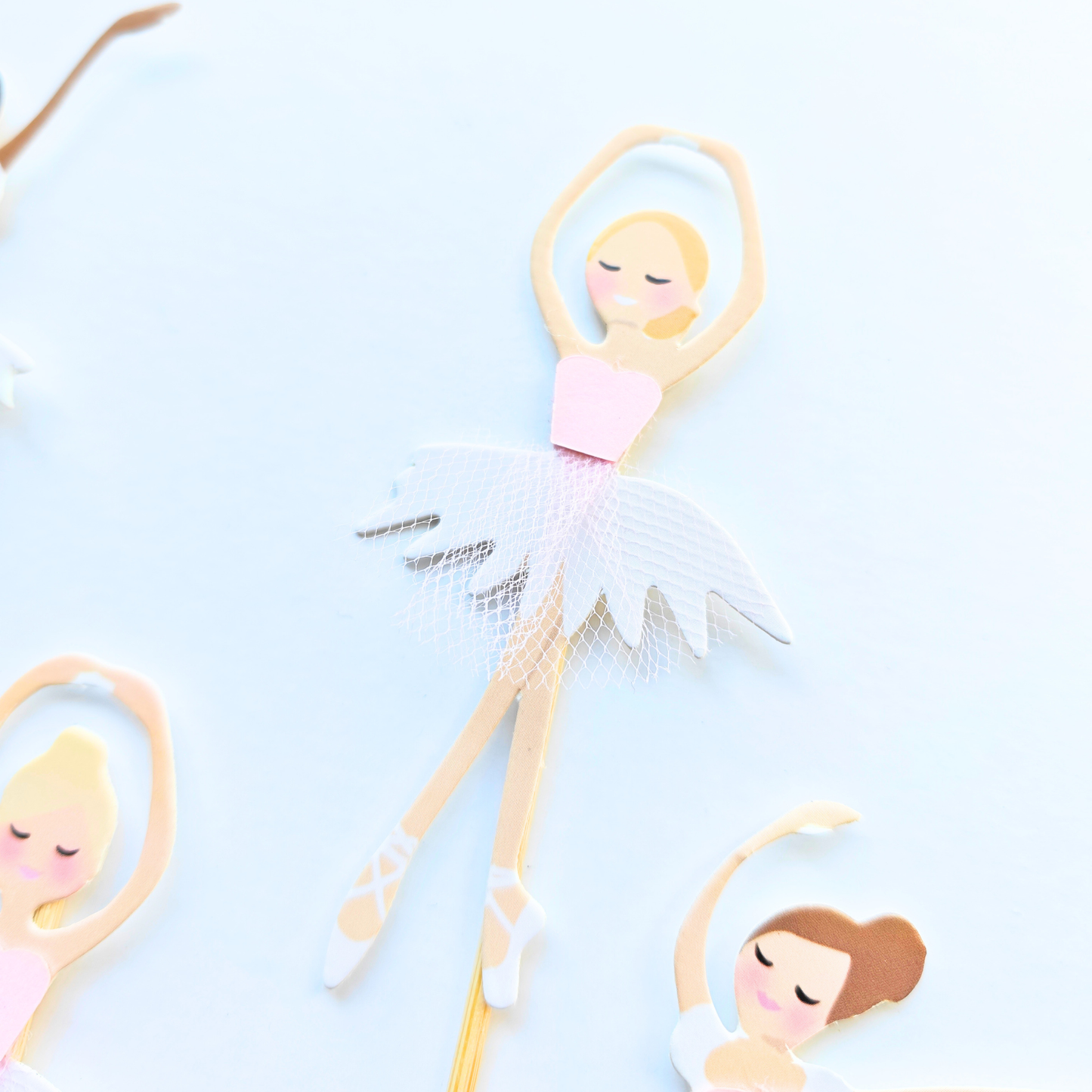 6pcs Ballerina Cake Toppers Birthday Party Decor Handmade 9cm cake Picks