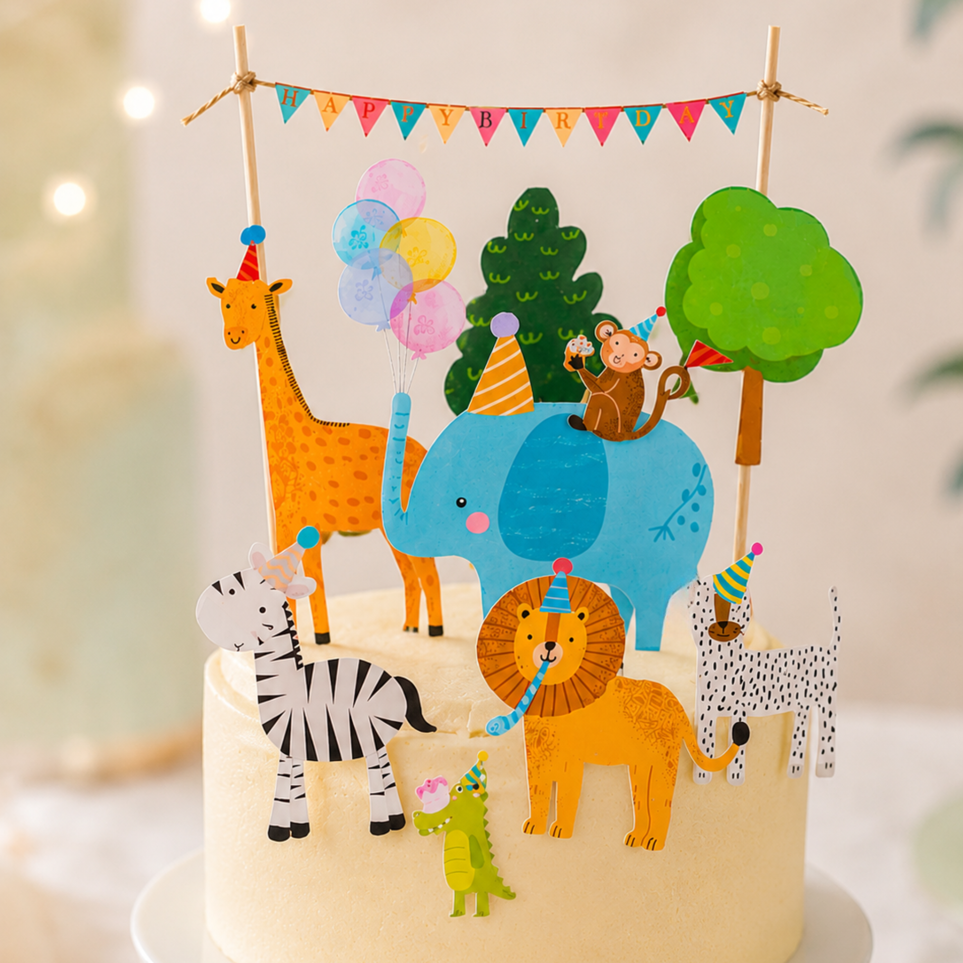 Hand made Animal Parade Cake Topper Set – Jungle Safari Birthday Decorations – Cute Animal Party Supplies for Kids' Cakes - TheLittleStuff