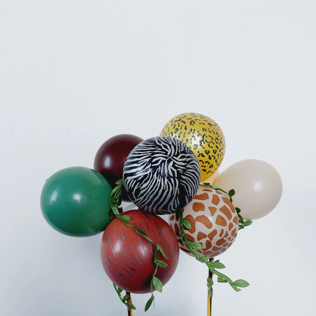 5inch animal patterned balloon leaf foliage safari jungle zoo Birthday Cake Topper Set product photo 5