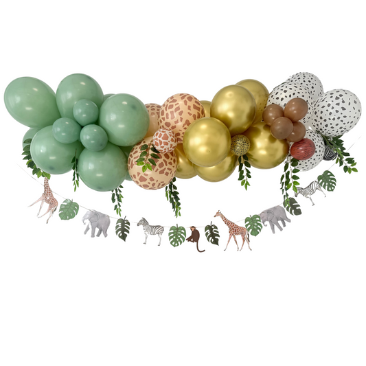 Jungle Safari Balloon Garland with Animal Bunting Banner – Kids Party Decoration Kit product photo