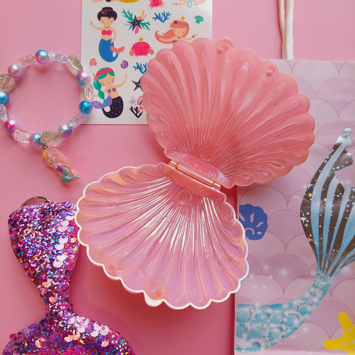 6-pack 12-pack mermaid pink shell jewellery box product photo 2