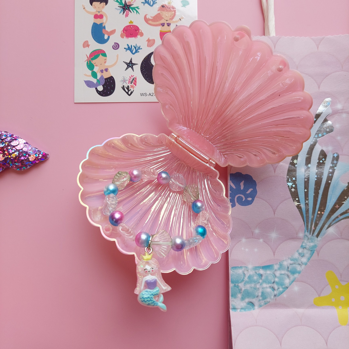 6-pack 12-pack mermaid pink shell jewellery box product photo 3